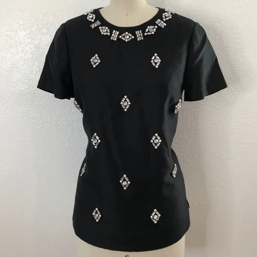 Tory Burch black embellished silk top 6